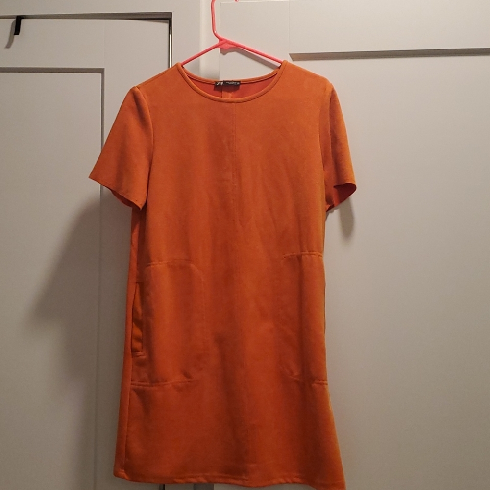 Zara orange velvet dress size S mini dress
